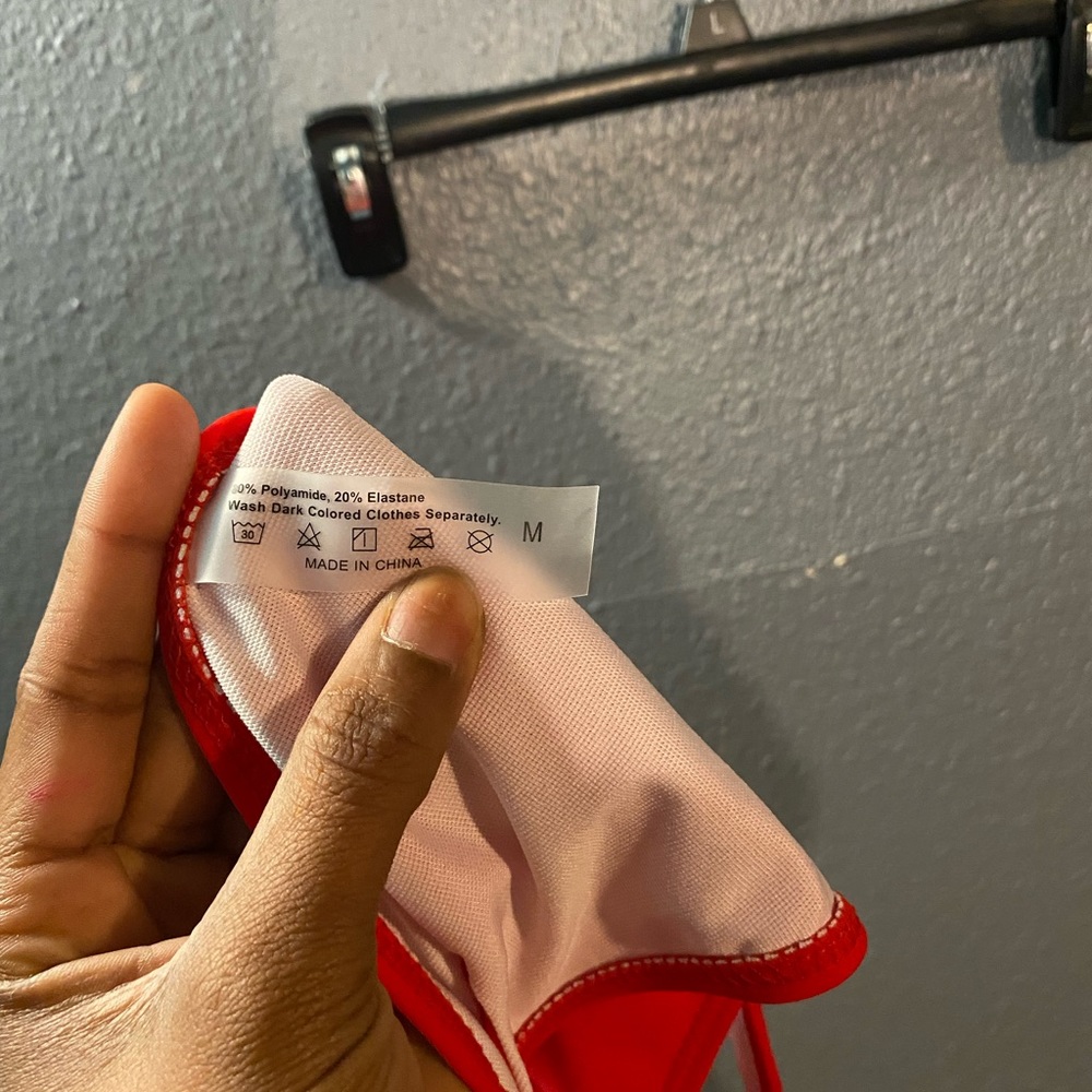 Red bathing suit BOTTOMS ONLY.